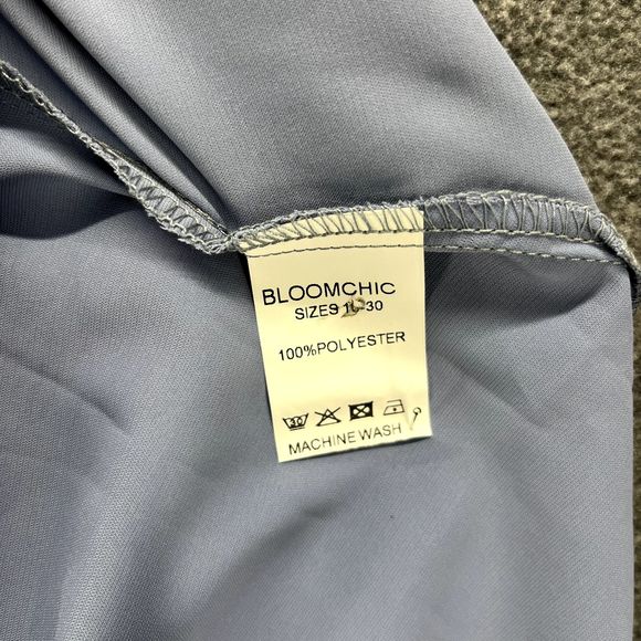 Bloomchic Top Womens Plus 2X 18 20 Blue V Neck tie bow 3/4 Sleeve casual Blouse - Picture 10 of 15